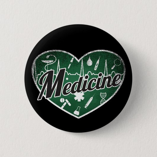 Medizin Retro Heart Blackboard Liebe Button (Vorderseite)