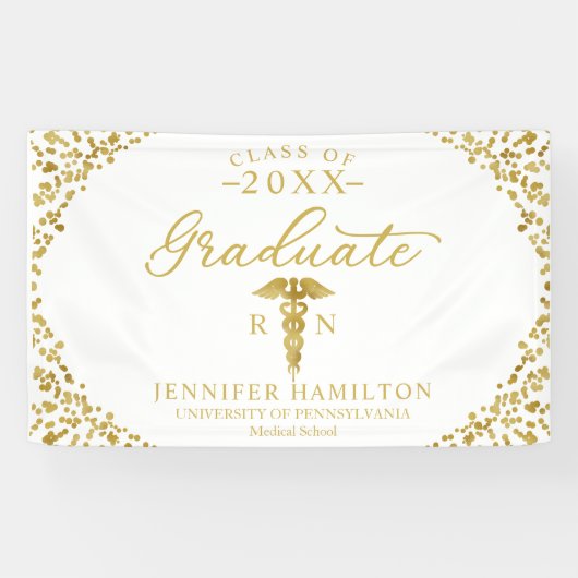 Medizin-Schule White Gold Abschluss Banner (Horizontal)