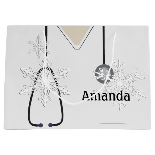Medizin Scrubs White Snowflake Lg Geschenktasche Große Geschenktüte (Vorderseite)