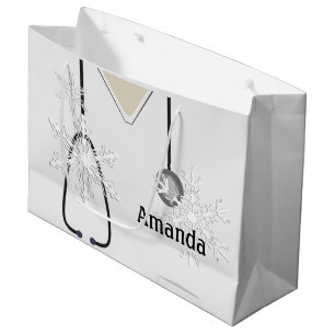 Medizin Scrubs White Snowflake Lg Geschenktasche Große Geschenktüte
