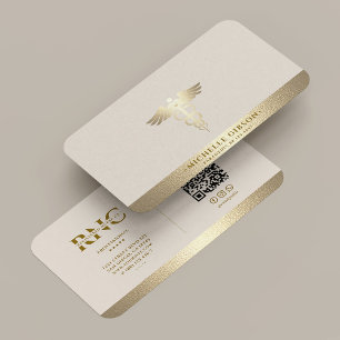 Mediziner Krankenschwester Caduceus Sand Faux Gold Visitenkarte