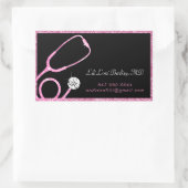 Mediziner Moderner rosa Glitzer Stethoscope Medizi Rechteckiger Aufkleber (Tasche)