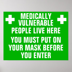 Medizinisch gefährdete Maske tragen Poster