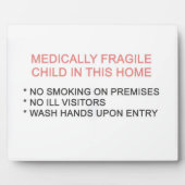 Medizinisch gefährdetes Kind in Zuhause Plaque Fotoplatte (Vorderseite)