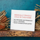 Medizinisch gefährdetes Kind in Zuhause Plaque Fotoplatte (Seite)