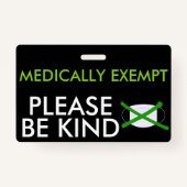 Medizinisch von Gesichtsmasken-Abzeichen ausgenomm Ausweis (Vorderseite)