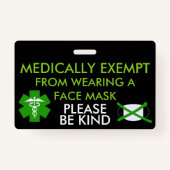 Medizinisch von Gesichtsmasken-Abzeichen ausgenomm Ausweis (Rückseite)