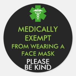 Medizinisch von Gesichtsmasken ausgenommen Runder Aufkleber