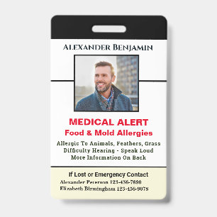 Medizinische Allergie-Warnung Notfall-ID-Foto indi Ausweis