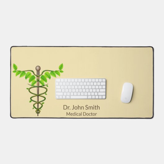 Medizinische Alternative Caduceus Grüne Blätter Be Schreibtischunterlage (Tastatur & Maus)