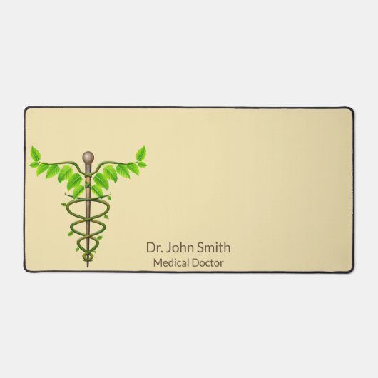 Medizinische Alternative Caduceus Grüne Blätter Be Schreibtischunterlage (Vorderseite)