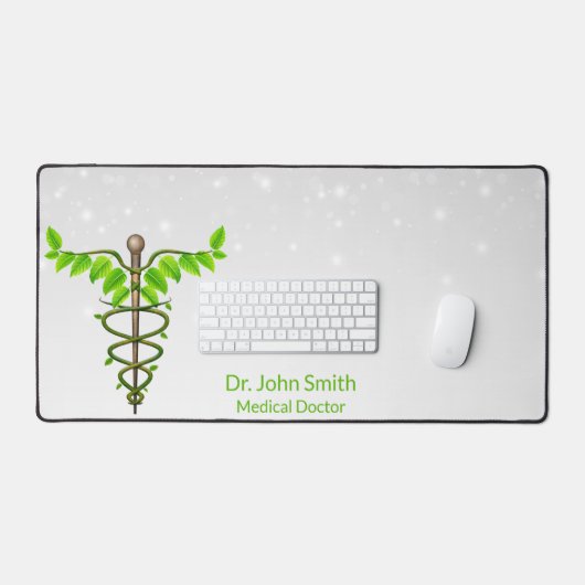 Medizinische Alternative Caduceus Grüne Blätter We Schreibtischunterlage (Tastatur & Maus)