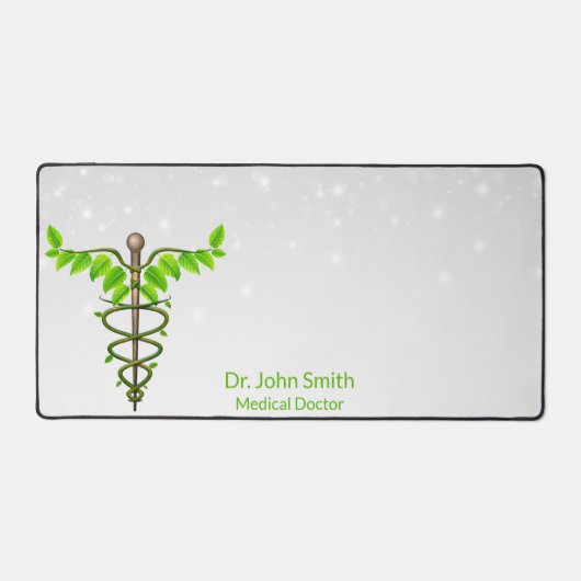 Medizinische Alternative Caduceus Grüne Blätter We Schreibtischunterlage (Vorderseite)