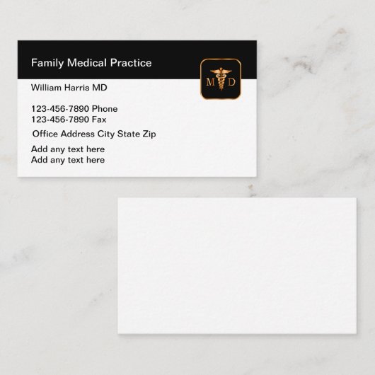 Medizinische Ärztefamilie praktiziert Visitenkarte (Vorne/Hinten)