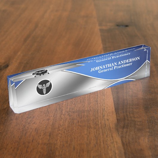 Medizinische Ärztin Gesundheitswesen Silberkaduceu Namensplakette (Seite)