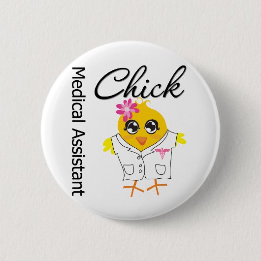 Medizinische Assistentin Chick v2 Button (Vorderseite)