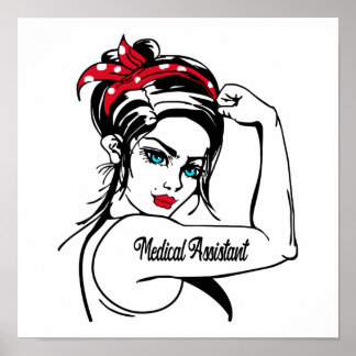 Medizinische Assistentin Rosie The Riveter Button  Poster