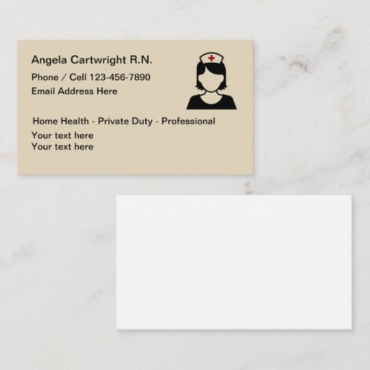 Medizinische ausgebildete Krankenschwester Visitenkarte (Vorne/Hinten)