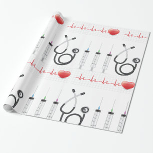 Medizinische Ausrüstung Herzschlag Gesundheitswese Geschenkpapier