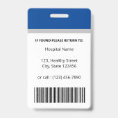 Medizinische Beruflich Blue Custom Foto Identity Ausweis (Rückseite)