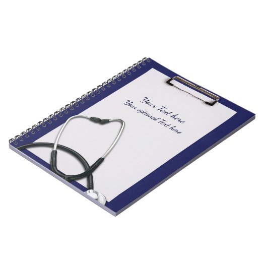 Medizinische blaue Zwischenablage mit Stethoskop Notizblock (Linke Seite)