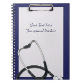 Medizinische blaue Zwischenablage mit Stethoskop Notizblock (Vorderseite)