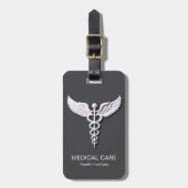 Medizinische Caduceus Clean White Detail Warm Grau Gepäckanhänger (Vorderseite vertikal)