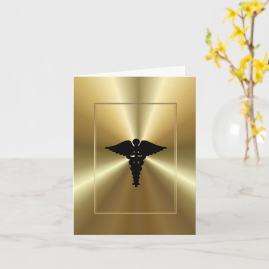Medizinische Caduceus Symbol Golden Customizable C Karte (Gelbe Blume)
