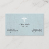 Medizinische Caduceus Symbol Imitate Linen Light B Visitenkarte (Vorderseite)