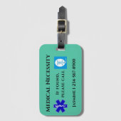 Medizinische CPAP-Behandlung auf grünem Schwarz Gepäckanhänger (Vorderseite Vertikal)