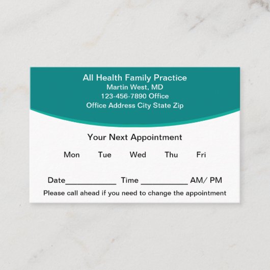 Medizinische Erinnerung - Moderne Personalausweise Terminkarte (Vorderseite)