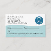 Medizinische Erinnerung Moderne Visitenkarten Terminkarte (Vorderseite)