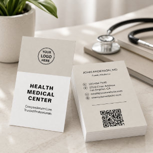 Medizinische Gesundheitsklinik Arzt Beige Vertikal Visitenkarte