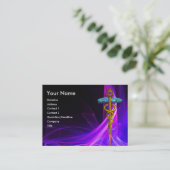 MEDIZINISCHE GOLDKAMÜSE, BLUE PINK LILA LICHTWELLE VISITENKARTE (Stehend Vorderseite)