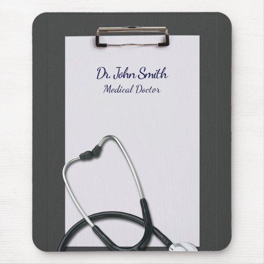 Medizinische Grauklammer mit Stethoskop Mousepad (Vorne)