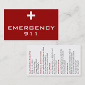 Medizinische Identifikations-Notkarten Visitenkarte (Vorne/Hinten)