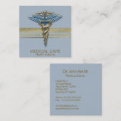 Medizinische Imitate Goldfolie Streifen Caduceus L Quadratische Visitenkarte (Vorne/Hinten)