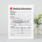 Medizinische Informationen Kühlschrank Einladung (Stehend Vorderseite)