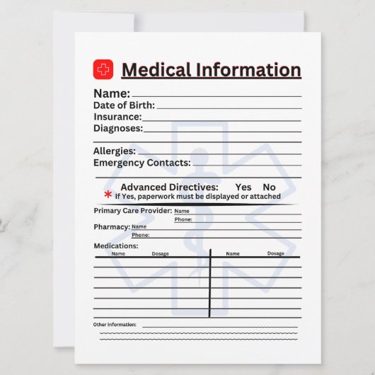 Medizinische Informationen Kühlschrank Einladung (Vorderseite)