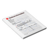 Medizinische Informationen Kühlschrank Notizblock (angewinkelt)