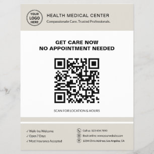Medizinische Klinik QR Walk-In Akutversorgung Beig Flyer