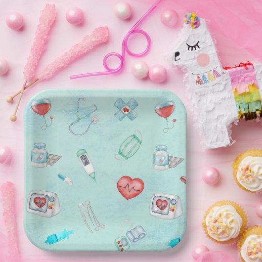 Medizinische Krankenschwester für Wasserfarben Pappteller (Party)