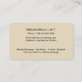 Medizinische Massage-Dienstleistungen Visitenkarte (Rückseite)