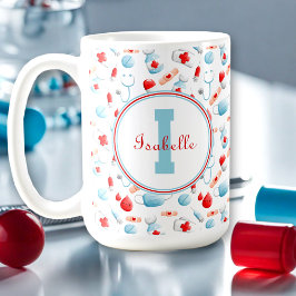 Medizinische Muster Mit Monogramm Krankenschwester Kaffeetasse