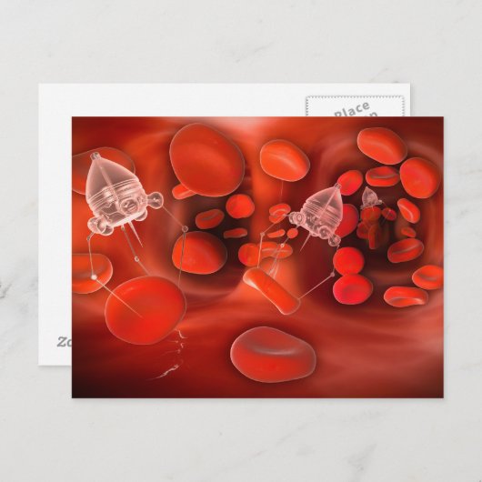 Medizinische Nanoboter im Blutstrom Postkarte (Vorne/Hinten)