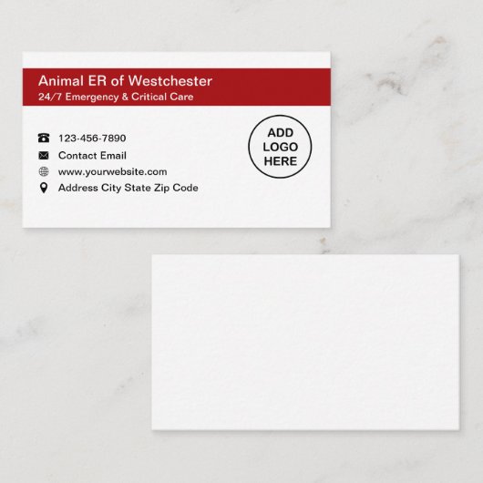 Medizinische Notfallkarten für Tiere Visitenkarte (Vorne/Hinten)