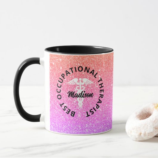 Medizinische Regenbogenmonogramm des Arbeitstherap Tasse (Mit Donut)