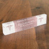 Medizinische Rose Gold Pharmazie Symbol Beruflich Namensplakette (Seite)