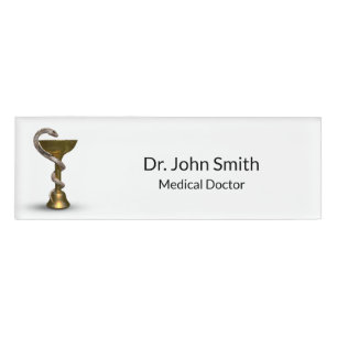 Medizinische Schlange Bronze Hygieia White Caduceu Namenschild