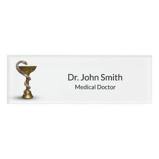 Medizinische Schlange Bronze Hygieia White Caduceu Namenschild (Vorderseite)